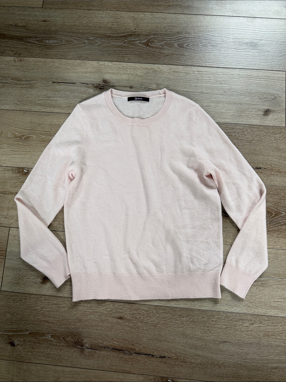 Quince Blush Pink Cashmere Crewneck Sweater